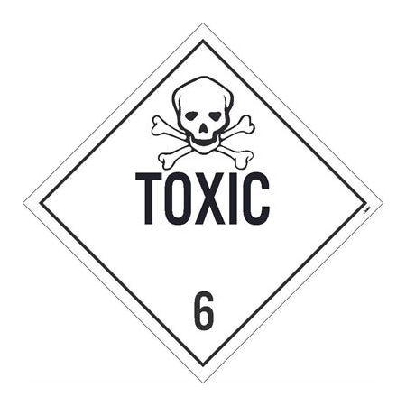 Nmc Toxic 6 Dot Placard Sign, Pk25, Material: Pressure Sensitive Removable Vinyl .0045 DL87PR25